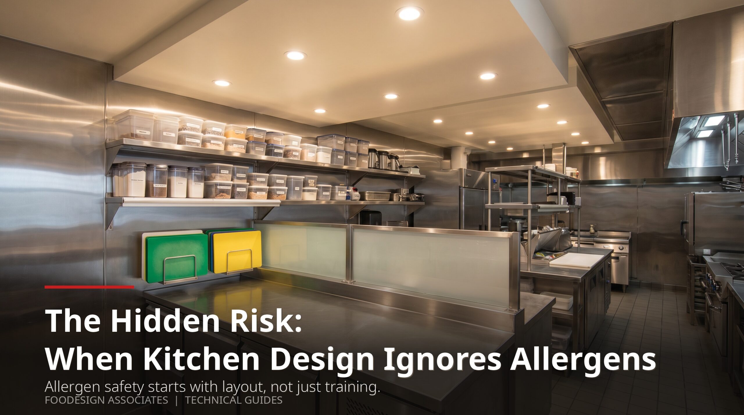 Dedicated allergen-safe prep zone in a commercial kitchen with clearly separated equipment and labeled storage